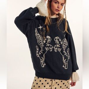 Free People We the Free Graphic Lion Knit Sweater